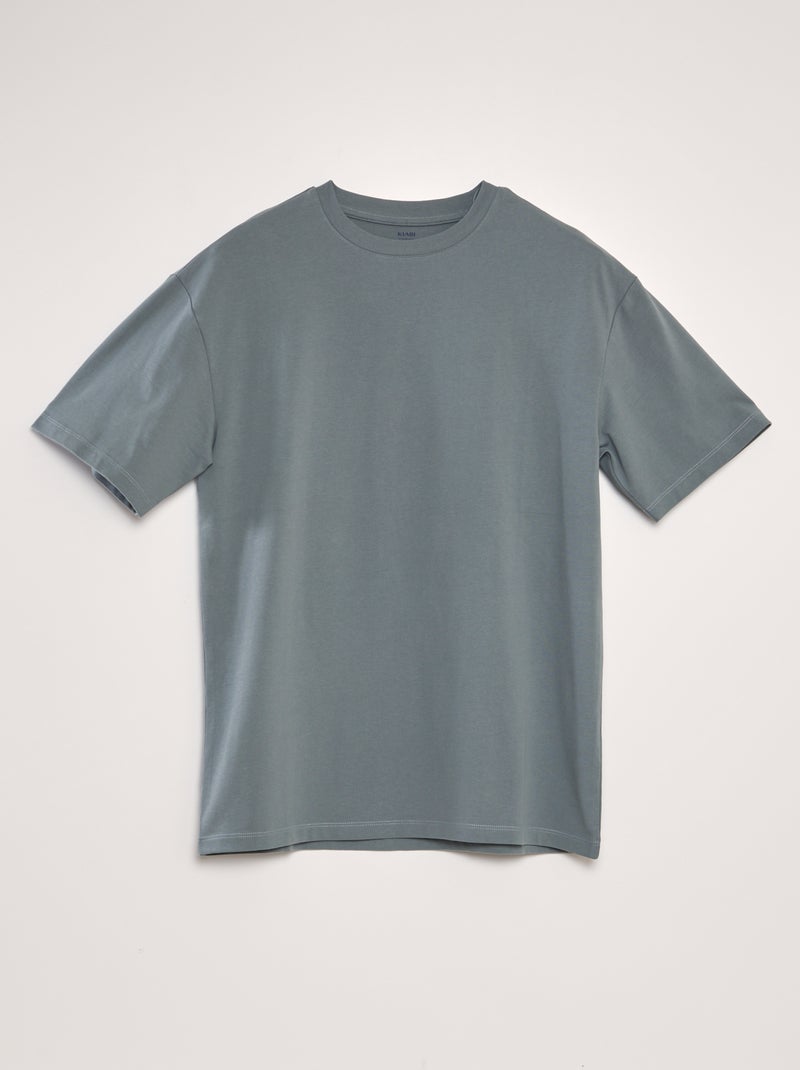 T-shirt en coton uni Bleu - Kiabi