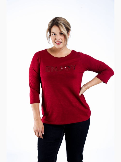 T-shirt en coton uni Enjoy PAPRIKA - Kiabi