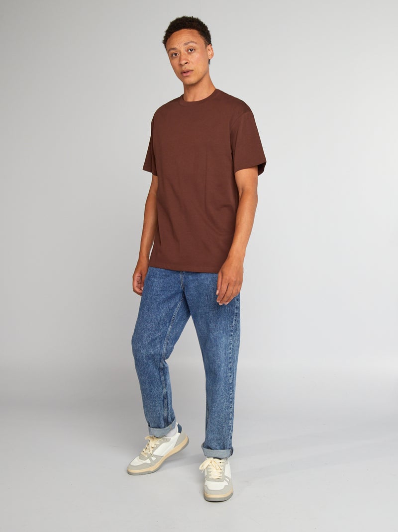 T-shirt en coton uni Marron - Kiabi