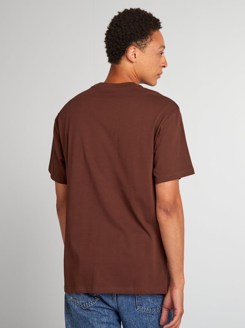 T-shirt en coton uni Marron - Kiabi