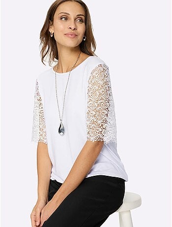 T-shirt En Dentelle 95% Viscose (ecovero) - Taille Standard - Witt