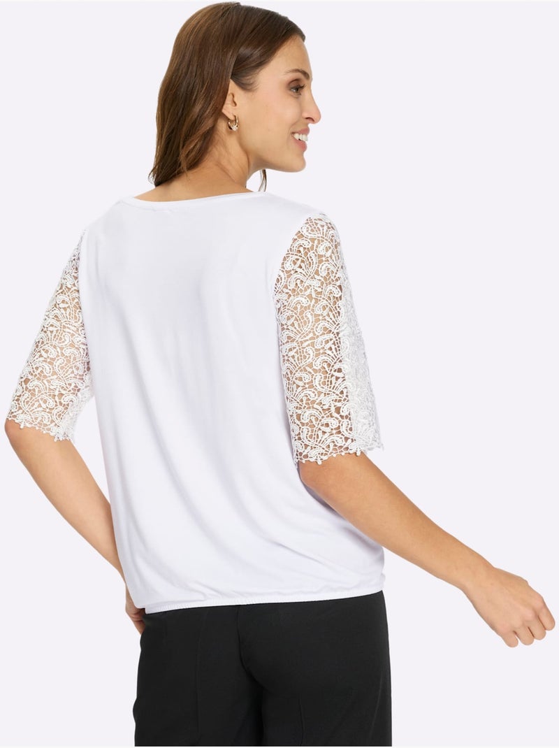 T-shirt En Dentelle 95% Viscose (ecovero) - Taille Standard - Witt Blanc - Kiabi
