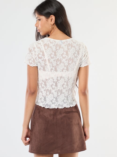 T-shirt en dentelle à manches courtes - Kiabi
