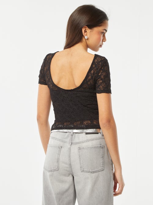 T-shirt en dentelle avec dos nu - Kiabi