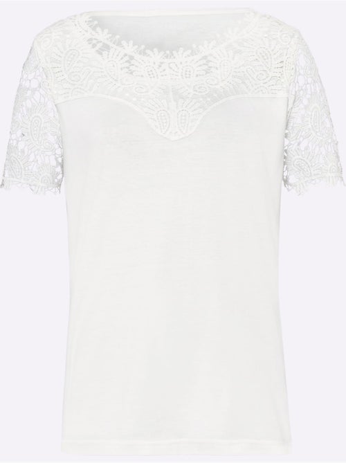 T-shirt En Dentelle Dentelle Aux Manches - Taille Standard - Moda Vilona - Kiabi