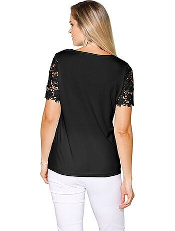 T-shirt En Dentelle Dentelle Aux Manches - Taille Standard - Moda Vilona