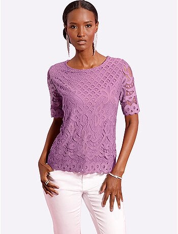 T-shirt En Dentelle Dentelle élastique - Taille Standard - Helline