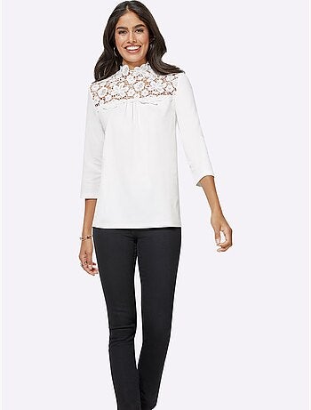 T-shirt en dentelle dentelle florale brodée - taille standard - witt