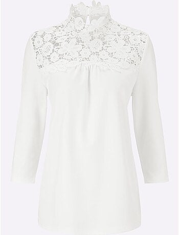 T-shirt en dentelle dentelle florale brodée - taille standard - witt