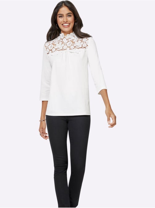 T-shirt en dentelle dentelle florale brodée - taille standard - witt - Kiabi