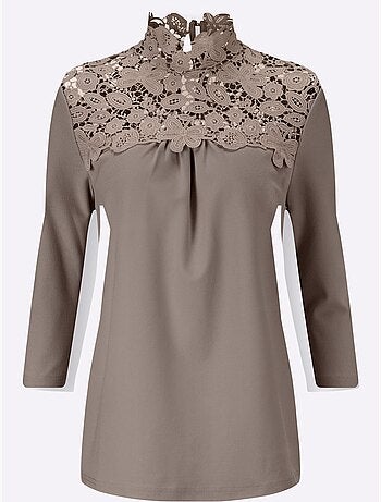 T-shirt en dentelle dentelle florale brodée - taille standard - witt