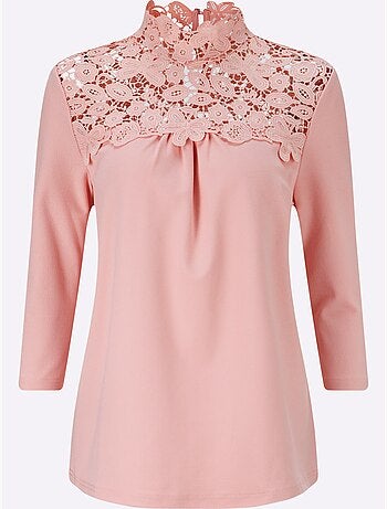 T-shirt en dentelle dentelle florale brodée - taille standard - witt