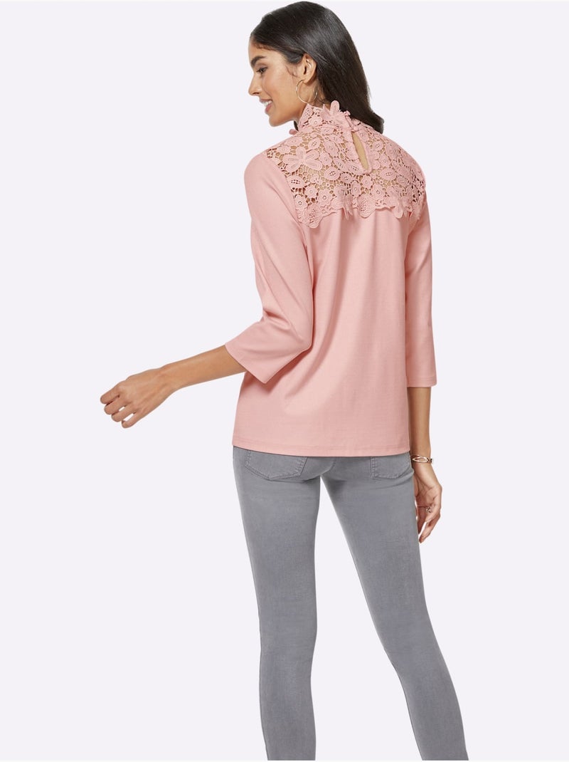 T-shirt en dentelle dentelle florale brodée - taille standard - witt Rose - Kiabi