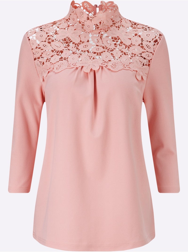 T-shirt en dentelle dentelle florale brodée - taille standard - witt Rose - Kiabi