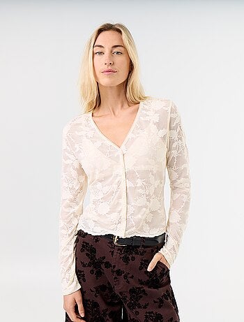 T-shirt en dentelle effet chemisier