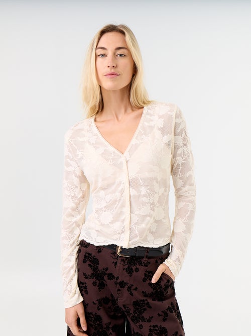 T-shirt en dentelle effet chemisier - Kiabi