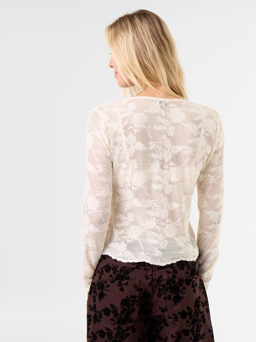T-shirt en dentelle effet chemisier - Kiabi