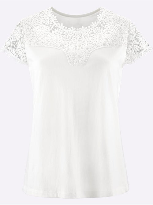 T-shirt En Dentelle Empiècement En Dentelle - Taille Standard - Witt - Kiabi