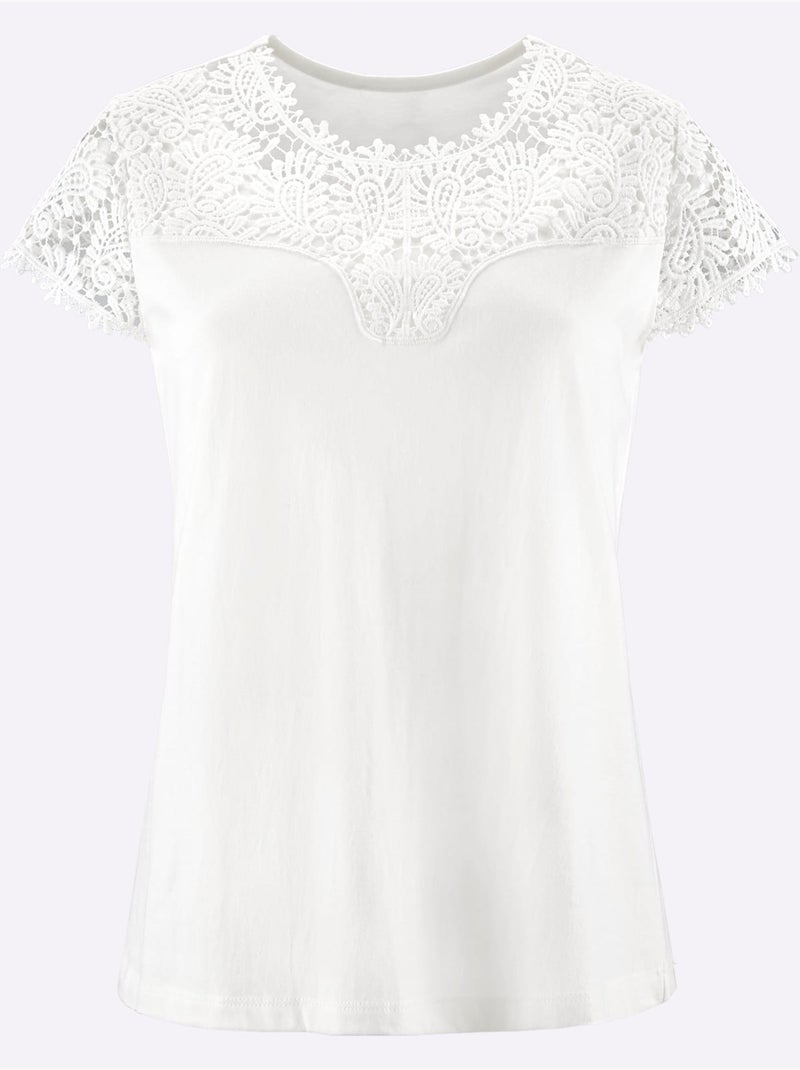 T-shirt En Dentelle Empiècement En Dentelle - Taille Standard - Witt Blanc cassé - Kiabi