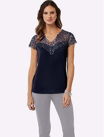 T-shirt En Dentelle Empiècement En Dentelle - Taille Standard - Witt