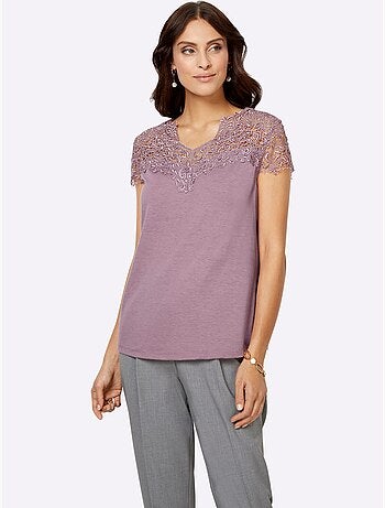 T-shirt En Dentelle Empiècement En Dentelle - Taille Standard - Witt