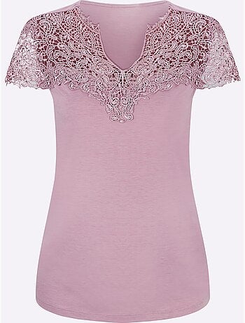 T-shirt En Dentelle Empiècement En Dentelle - Taille Standard - Witt