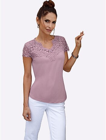 T-shirt En Dentelle Empiècement En Dentelle - Taille Standard - Witt