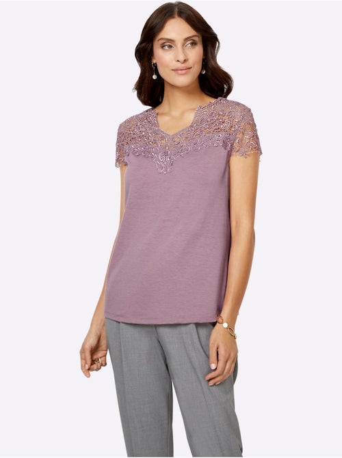 T-shirt En Dentelle Empiècement En Dentelle - Taille Standard - Witt - Kiabi