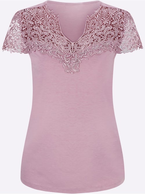T-shirt En Dentelle Empiècement En Dentelle - Taille Standard - Witt - Kiabi