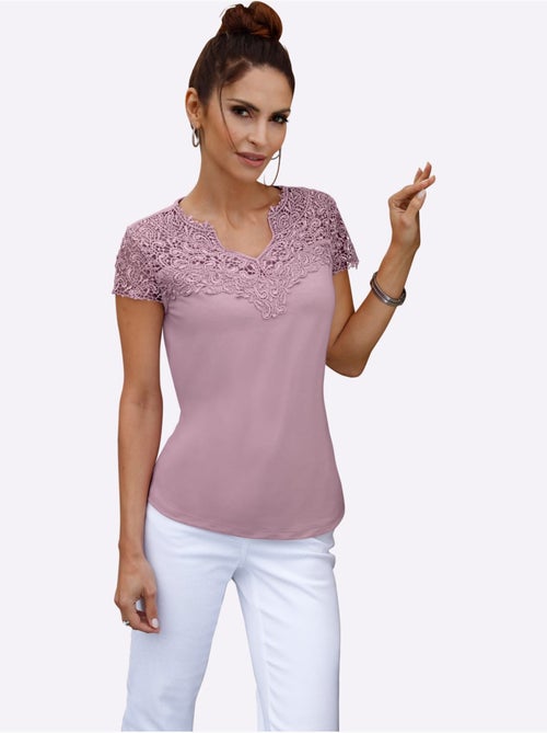 T-shirt En Dentelle Empiècement En Dentelle - Taille Standard - Witt - Kiabi