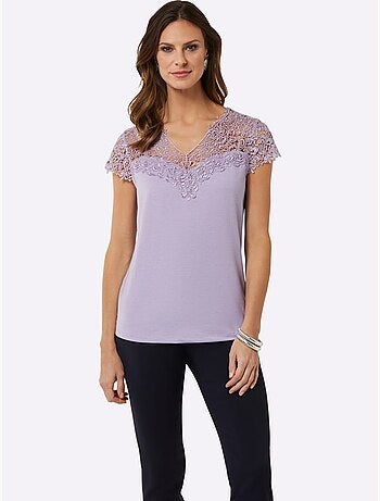 T-shirt En Dentelle Empiècement En Dentelle - Taille Standard - Witt