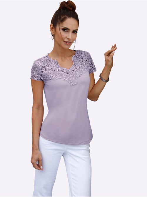T-shirt En Dentelle Empiècement En Dentelle - Taille Standard - Witt - Kiabi