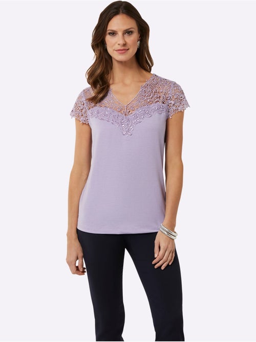 T-shirt En Dentelle Empiècement En Dentelle - Taille Standard - Witt - Kiabi
