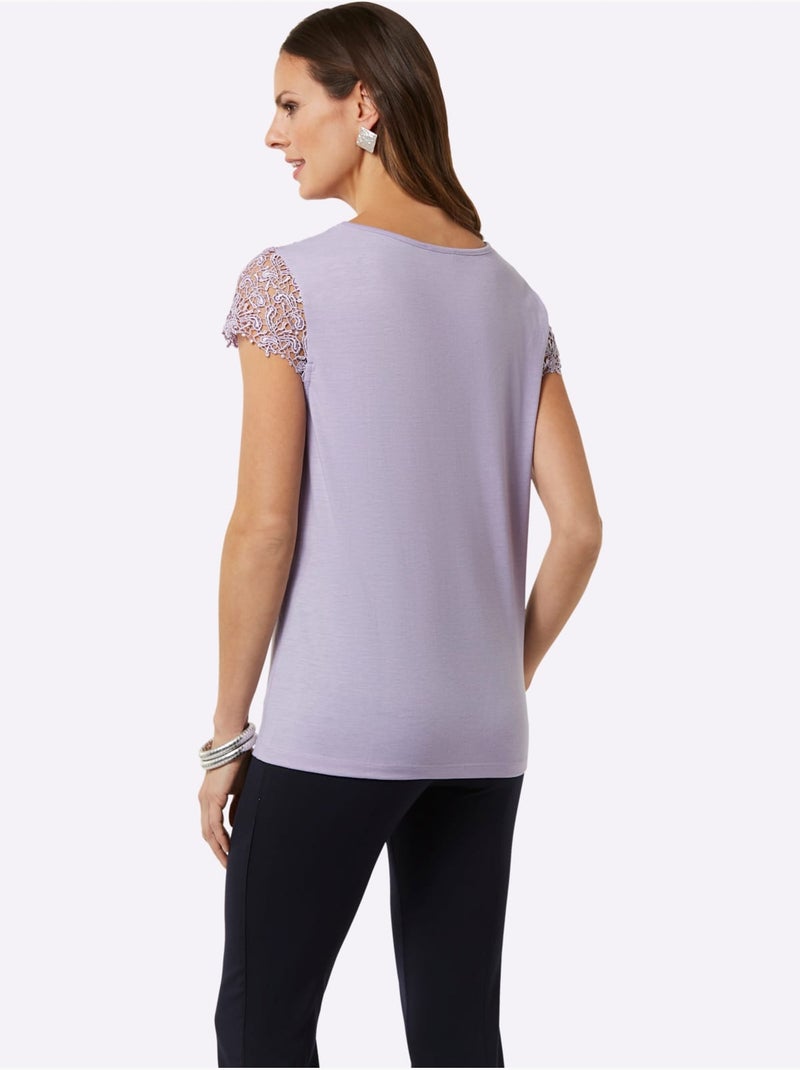 T-shirt En Dentelle Empiècement En Dentelle - Taille Standard - Witt Parme - Kiabi