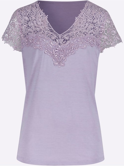 T-shirt En Dentelle Empiècement En Dentelle - Taille Standard - Witt - Kiabi