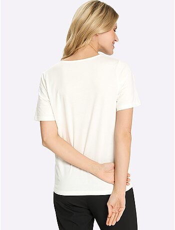 T-shirt En Dentelle Jolie Dentelle Sur L'encolure - Taille Standard - Moda Vilona