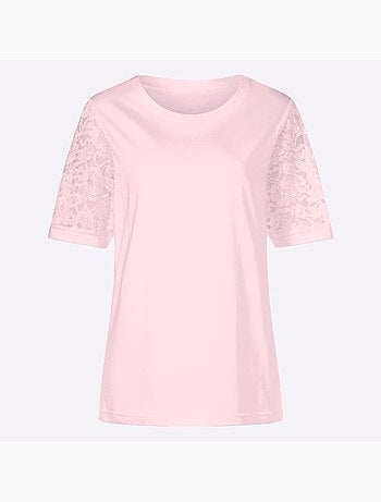 T-shirt En Dentelle Manches Bouffantes Discrètes - Taille Standard - Moda Vilona
