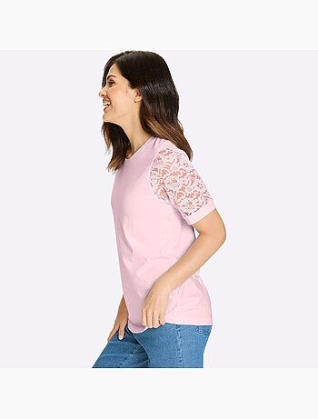 T-shirt En Dentelle Manches Bouffantes Discrètes - Taille Standard - Moda Vilona