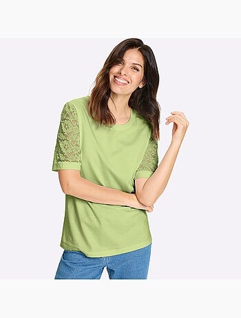 T-shirt En Dentelle Manches Bouffantes Discrètes - Taille Standard - Moda Vilona