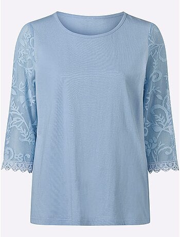 T-shirt En Dentelle Manches En Dentelle - Taille Standard - Moda Vilona
