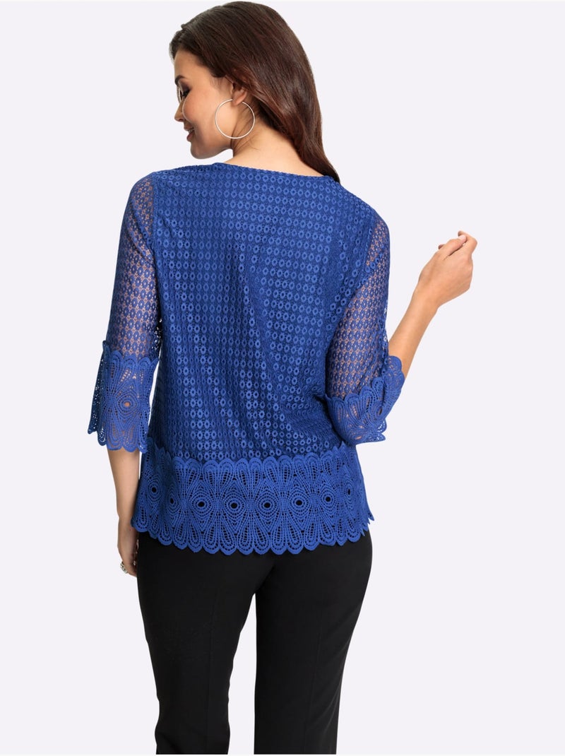 T-shirt En Dentelle Opaque Avec Doublure - Taille Standard - Witt Bleu roi - Kiabi