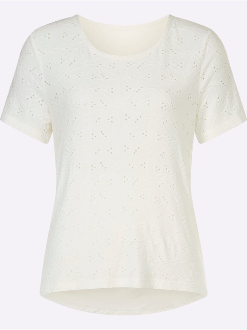 T-shirt En Dentelle Qualité Dentelle Transparente - Taille Standard - Helline Ecru - Kiabi