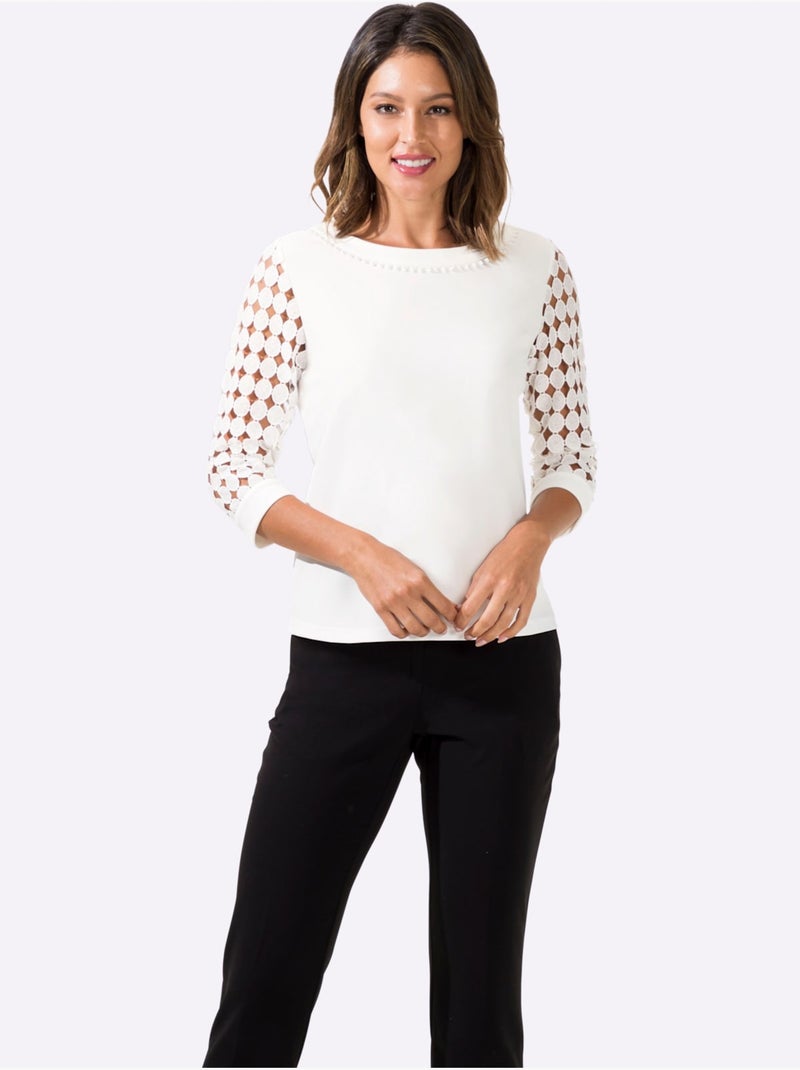 T-shirt En Dentelle Qualité Indéformable - Taille Standard - Witt Ecru - Kiabi