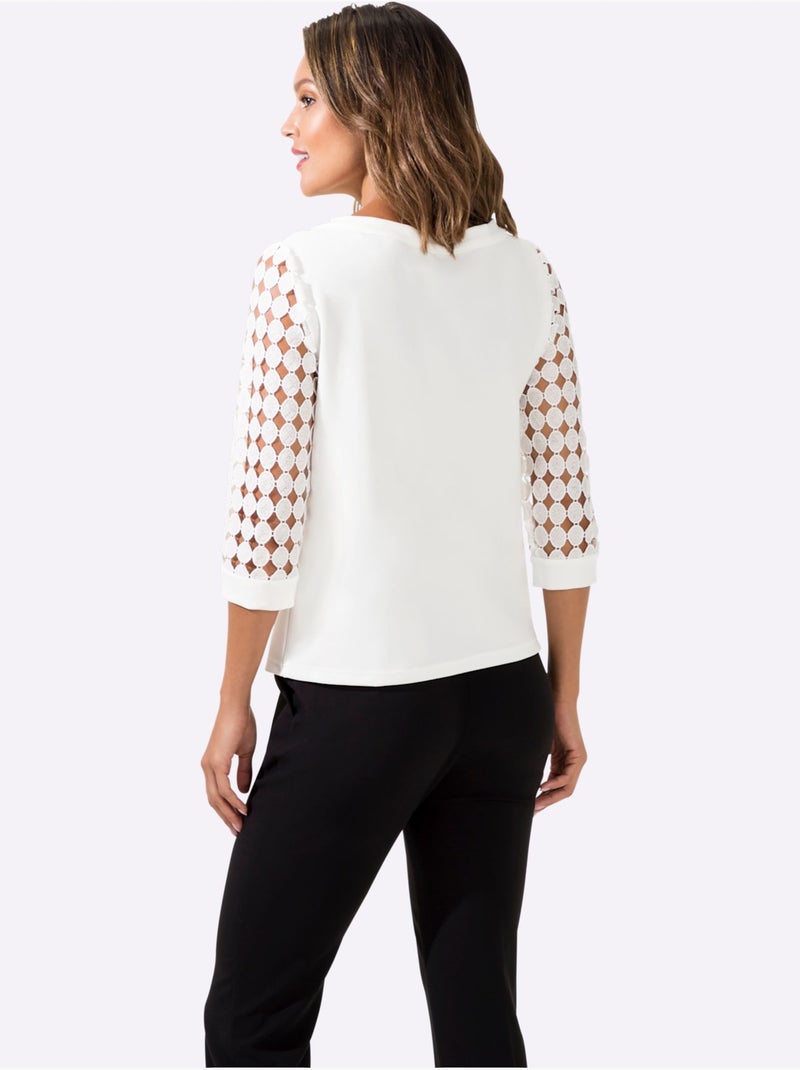 T-shirt En Dentelle Qualité Indéformable - Taille Standard - Witt Ecru - Kiabi