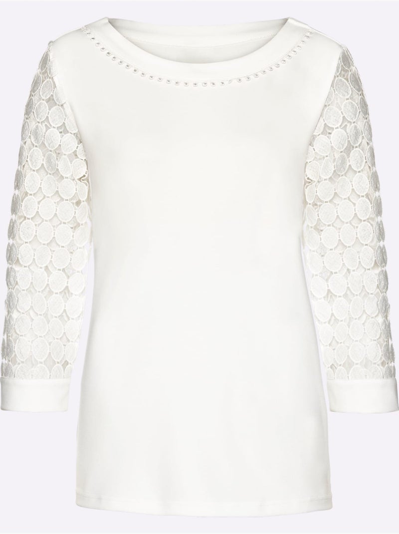 T-shirt En Dentelle Qualité Indéformable - Taille Standard - Witt Ecru - Kiabi