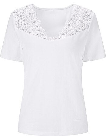 T-shirt En Dentelle Ultra-doux Avec Modal - Taille Standard - helline