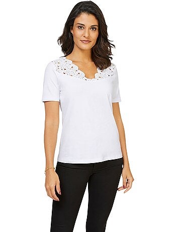 T-shirt En Dentelle Ultra-doux Avec Modal - Taille Standard - helline