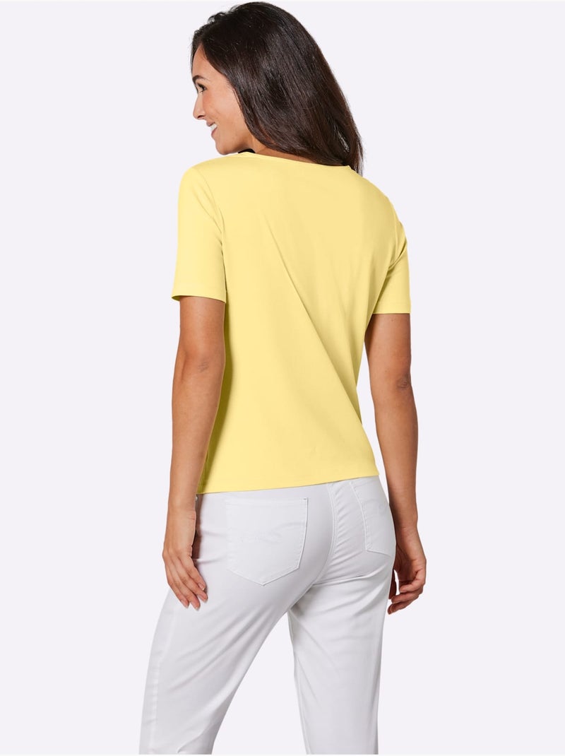 T-shirt En Dentelle Ultra-doux Avec Modal - Taille Standard - Helline Jaune citron - Kiabi