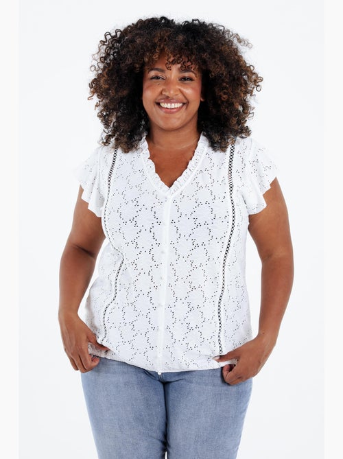 T-shirt en dentelle uni avec volants PAPRIKA - Kiabi T-shirt en dentelle uni avec volants PAPRIKA - Kiabi