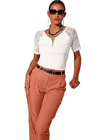 T-shirt En Dentelle Viscose - Taille Standard - helline
